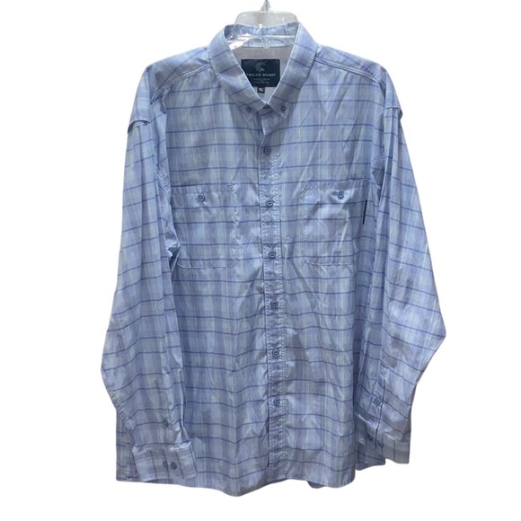 Twelve Weight Mens XL Blue Plaid Vented Long Sleeve Fishing Shirt Button Down - Picture 5 of 6